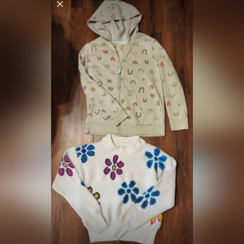 Girls Sz 10/12 Cat and Jack Lightweight Hoodie and Wild Fable Sweater